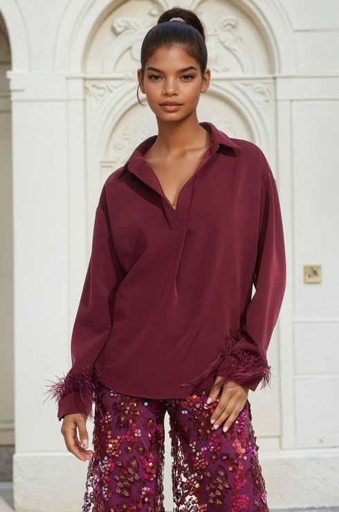 Dolvan Top - Feather Sleeves